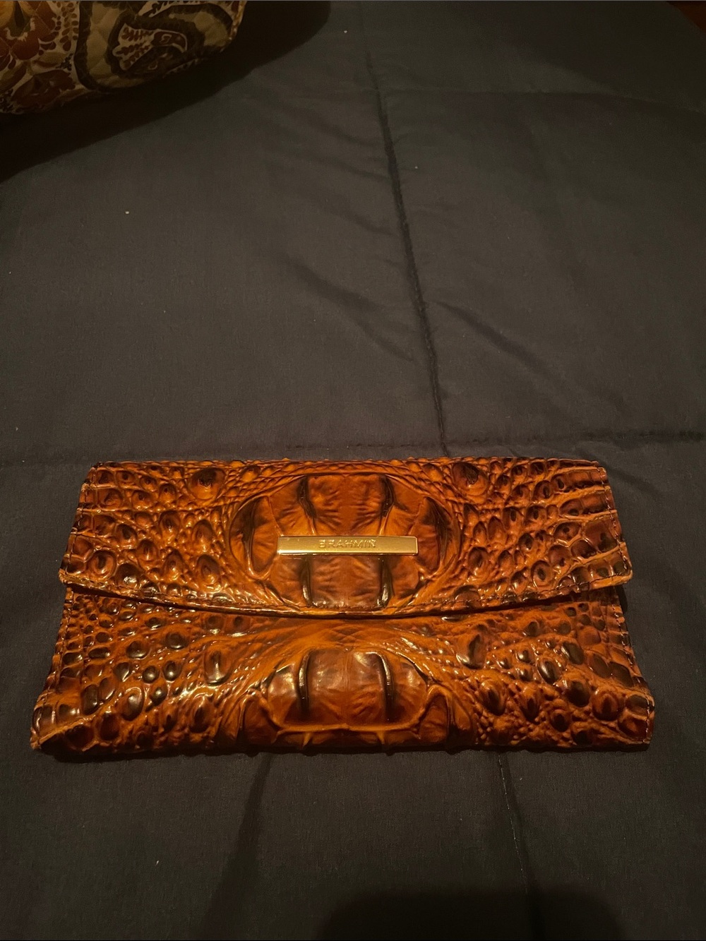 Brown Croc-Embossed Leather Clutch - Women Bags